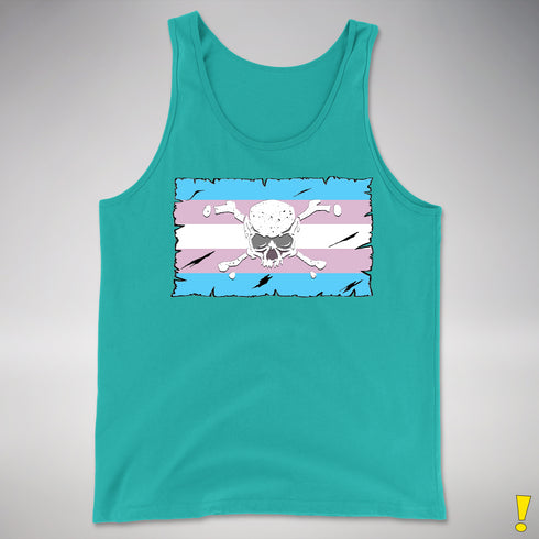 Transgender Pride Pirate Flag Premium Tank Top - Teal